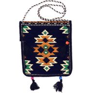 Bolso bandolera de festival Kilim azul marino oscuro