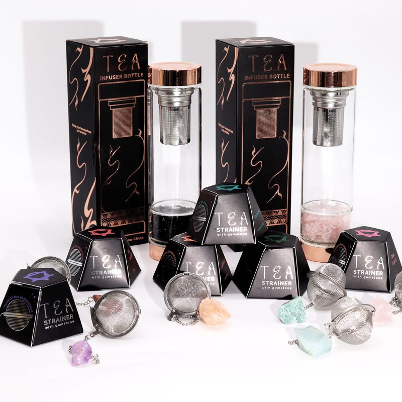 Colador de té de piedras preciosas de cristal crudo - Cuarzo ahumado