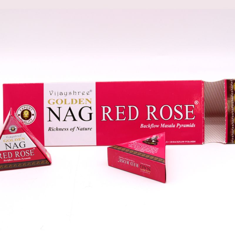 Conos de Incienso Jumbo Dorado Nag - Rosa Roja Reflujo 42g