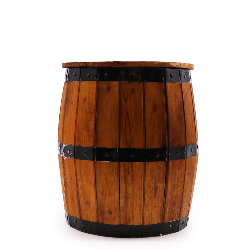 Taburete de barril de cerveza y soporte para parasol – Madera natural 38 x 32 cm