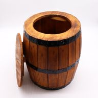 Taburete de barril de cerveza y soporte para parasol – Madera natural 38 x 32 cm