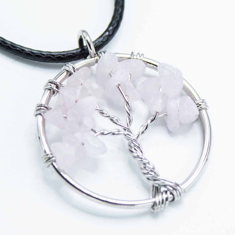 Colgante Árbol de la Vida - Cuarzo Rosa