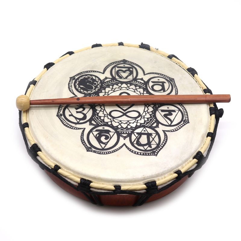 Tambor Chamanico Chakra con Baqueta - 25cm