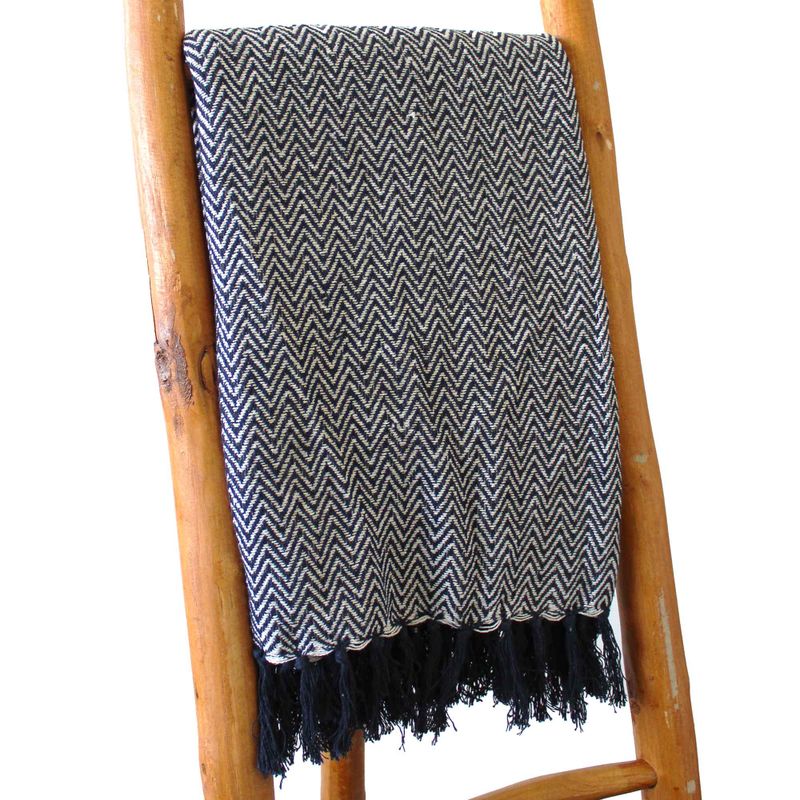 Mantas bohemias de confort - Zigzag azul marino