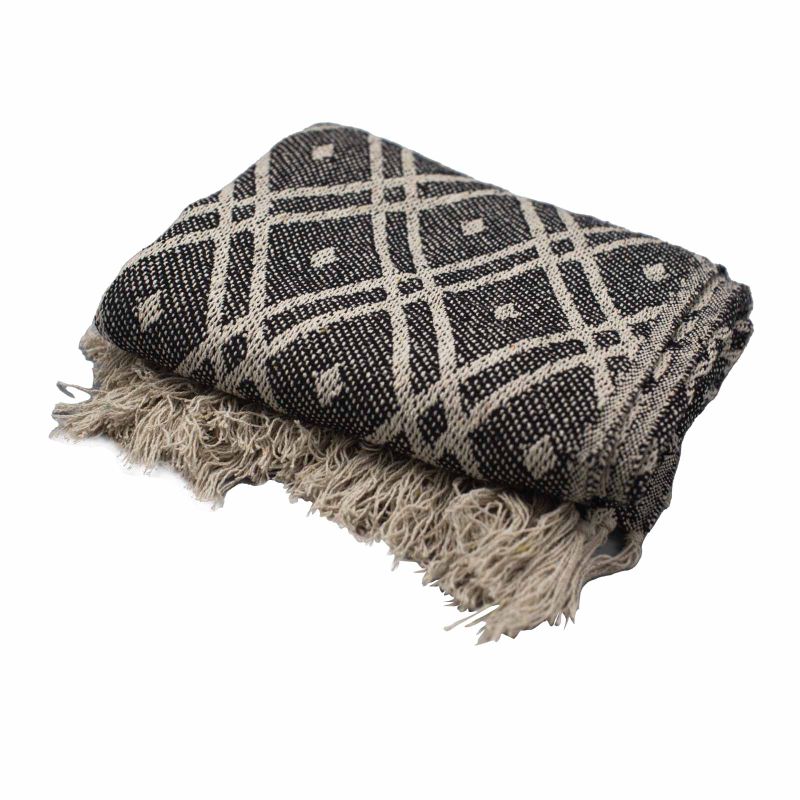 Mantas Boho Comfort - Negro y Beige Regency