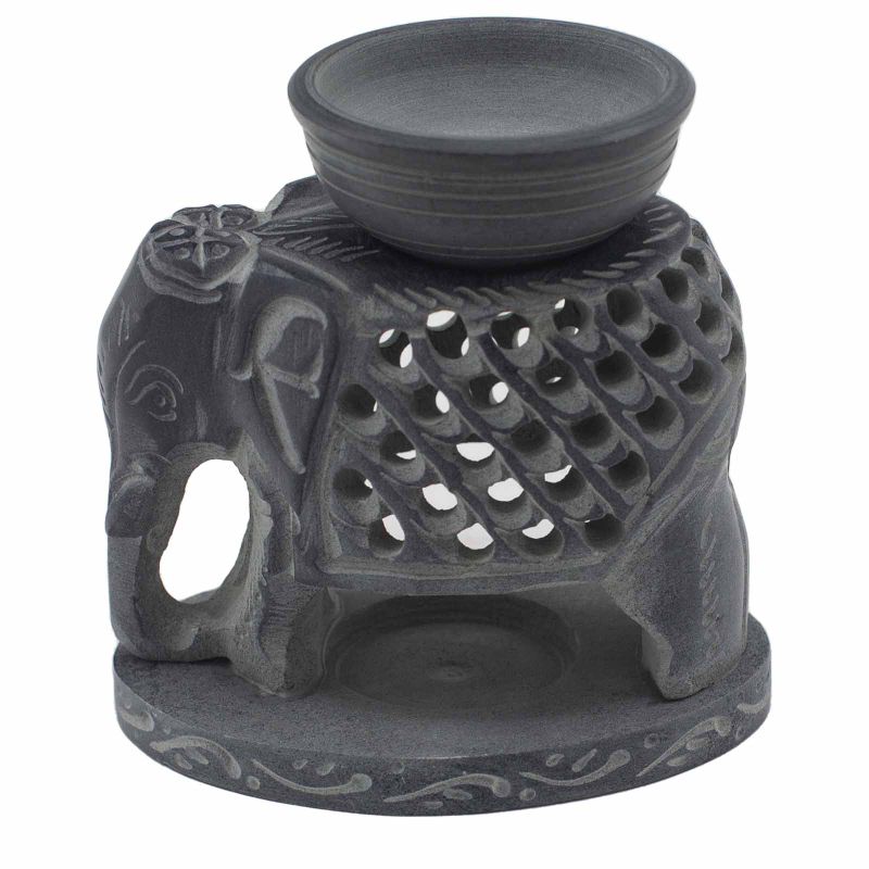 Quemador de aceite de esteatita 10,5 cm - Elefante de pie