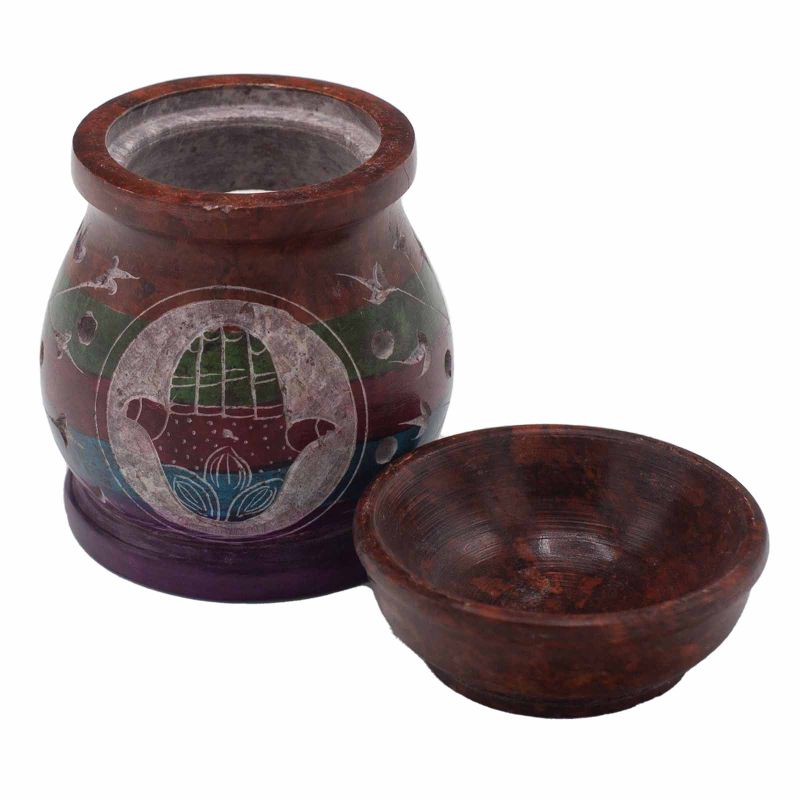 Quemador de Aceite de Esteatita 10cm - Hamsa - Cinco Colores
