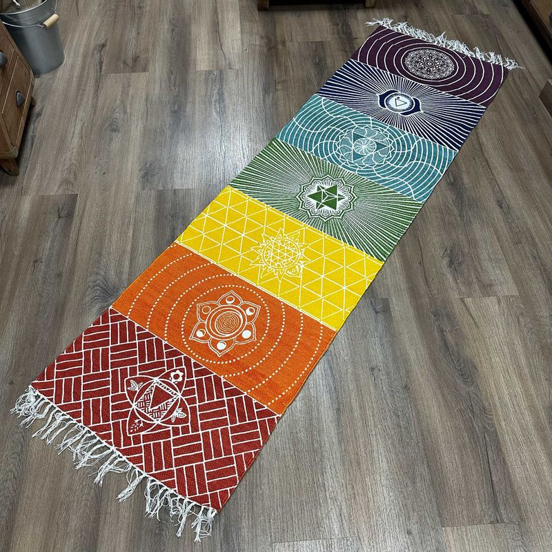 Alfombra de Yoga 100% Algodón - 60x200cm - 7 Chakras