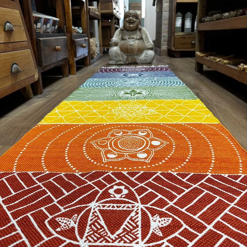 Alfombra de Yoga 100% Algodón - 60x200cm - 7 Chakras