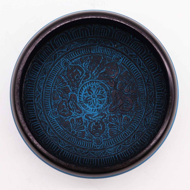 Cuenco tibetano Earth Powder - Cinco Budas Mantra Azul - 16 cm