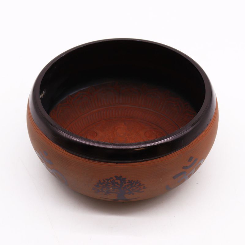 Cuenco tibetano de polvo de tierra - Arcilla Om Buddha - 16cm