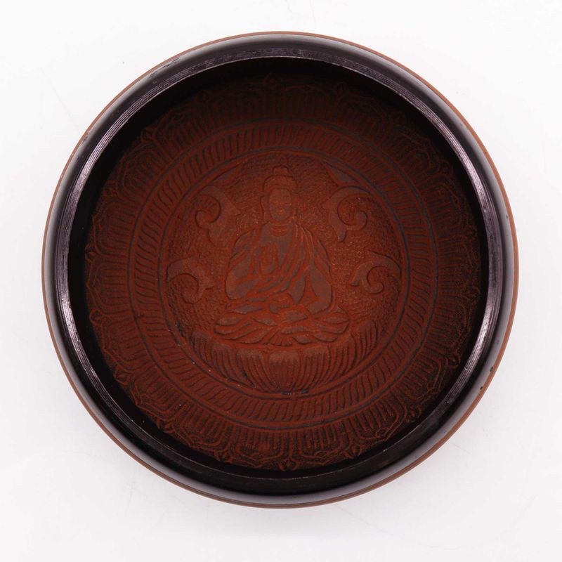 Cuenco tibetano de polvo de tierra - Arcilla Om Buddha - 16cm