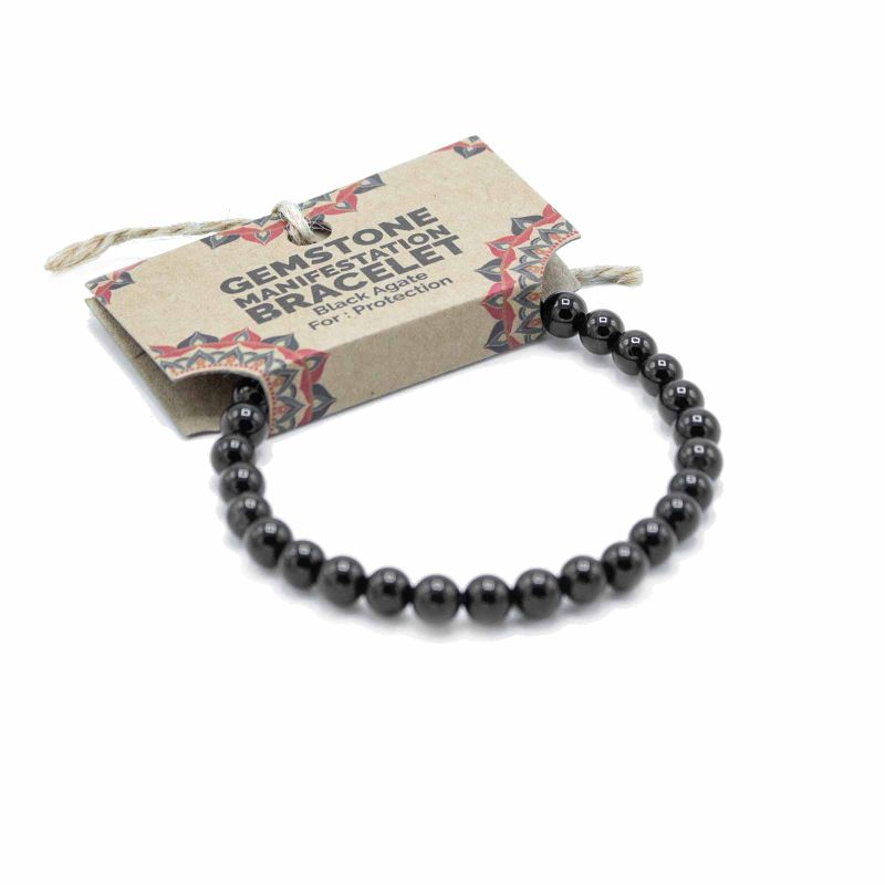 Pulsera de Manifestación de Piedras Preciosas - Ágata Negra - Protección