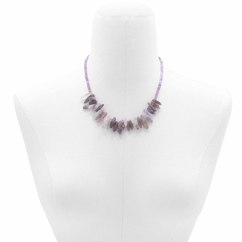 Collar de gemas de piedra larga - Amatista