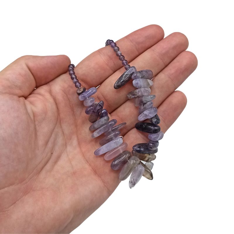 Collar de gemas de piedra larga - Amatista