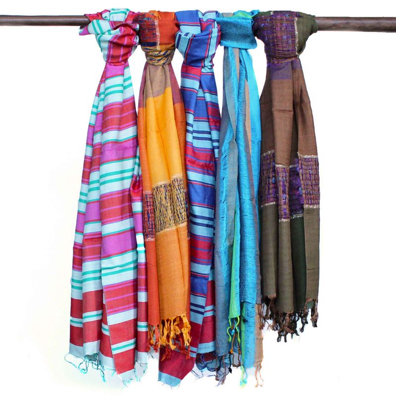 Bufandas bohemias indias grandes - 75x180 - Azules aleatorios