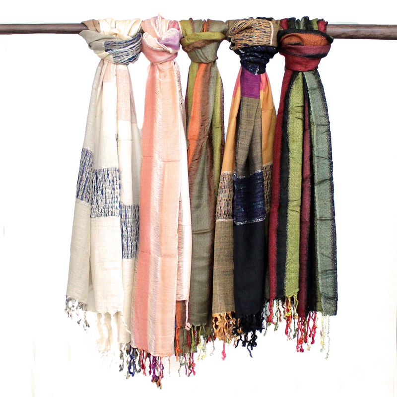 Bufandas bohemias indias grandes - 75x180cm - Verdes al azar