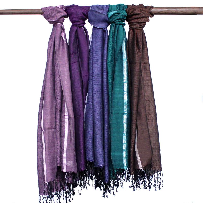 Bufandas bohemias indias grandes - 75x180cm - Colores aleatorios con hilo dorado