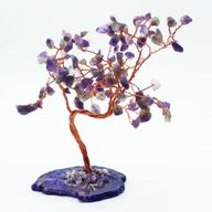 Árbol de piedras preciosas grande: Amatista sobre base de ágata natural (100 piedras)