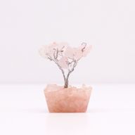Mini árbol de piedras preciosas sobre base de orgonita - Cuarzo rosa (15 piedras)