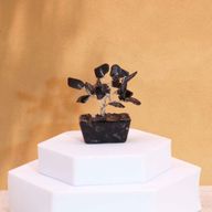 Mini árbol de piedras preciosas sobre base de orgonita - Ágata negra (15 piedras)