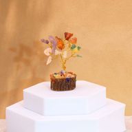 Mini árbol de piedras preciosas sobre base de madera - Piedras múltiples (15 piedras)