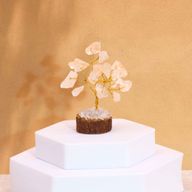 Mini árbol de piedras preciosas sobre base de madera - Cuarzo de roca (15 piedras)