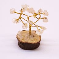 Mini árbol de piedras preciosas sobre base de madera - Cuarzo de roca (15 piedras)