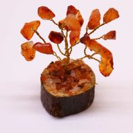 Mini árbol de piedras preciosas sobre base de madera - Cornalina (15 piedras)