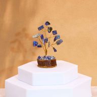 Mini árbol de piedras preciosas sobre base de madera - Sodalita (15 piedras)