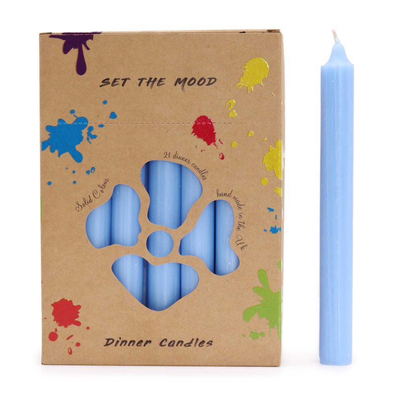Juego de Velas de Mesa de Color Sólido - Pack de 21 - Azul Cielo