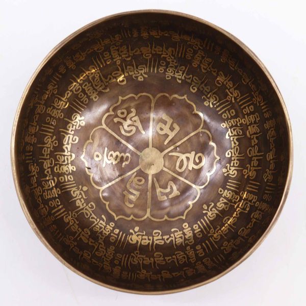 Cuenco Tibetano Curativo Grabado - 16cm - Mantra