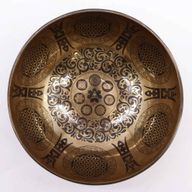 Cuenco Tibetano Curativo Grabado - 21cm - 7 Chakras y Flor de la Vida