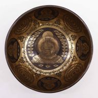 Cuenco Tibetano Curativo Grabado - 21cm - 5 Budas