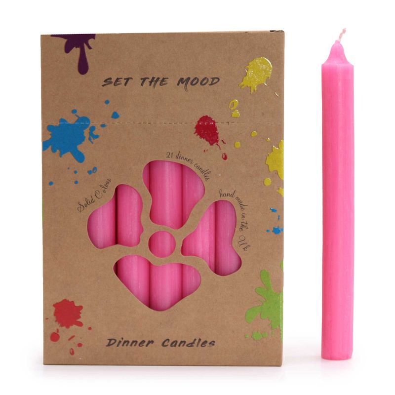 Juego de Velas de Mesa de Color Sólido - Pack de 21 - Rosa Profundo Rústico