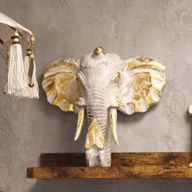 Cabeza Grande de Elefante - Oro y Blanco