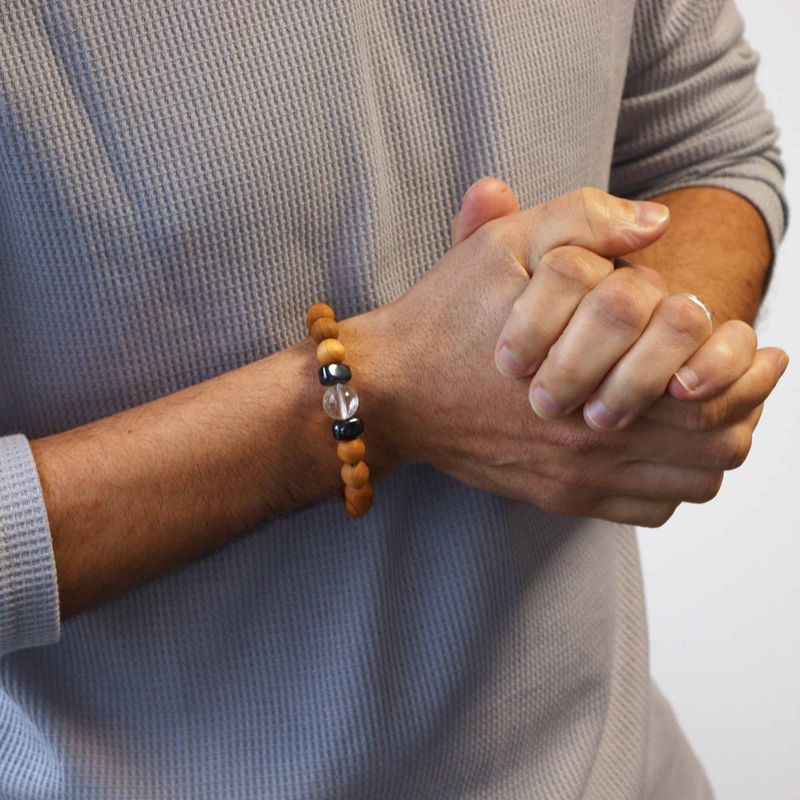 Pulsera de Cedro - Chakra Corona - Cuarzo Claro