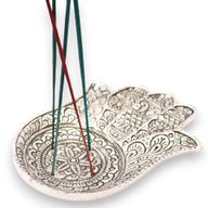 Porta-incienso Hamsa de Aluminio Pulido 18x13cm