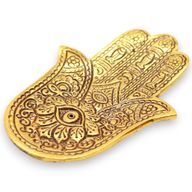 Porta-incienso Hamsa Pequeño Aluminio Dorado 13x5.5cm