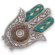 Porta-incienso Hamsa Verde Pequeño 13x5.5cm