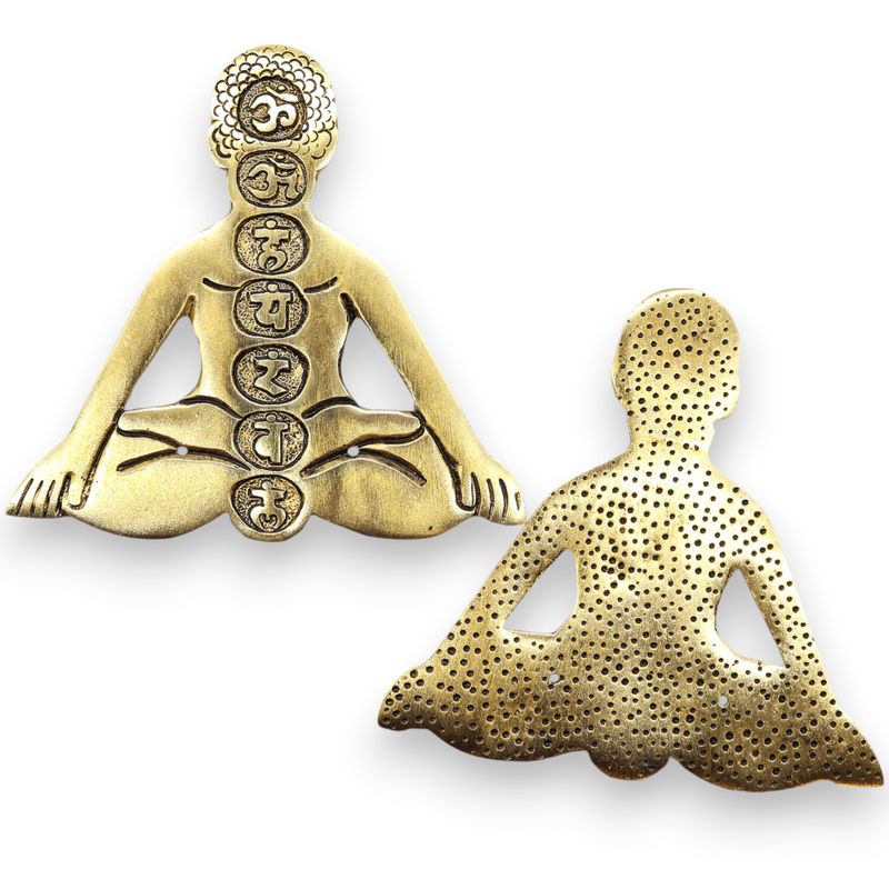 Porta Incienso Yoga Siete Chakras Aluminio Dorado 12x12cm
