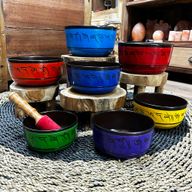 Juego de siete cuencos tibetanos para chakras pequeños (14-22 cm)