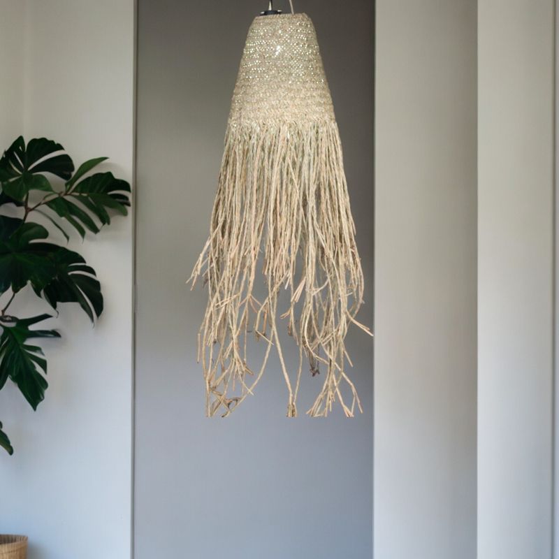 Pantalla de lámpara colgante trenzada natural Doum - 20 x 15 cm