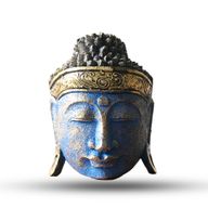 Decoración del Hogar Cabeza de Buda - 25cm - Acabado Azul Brillante