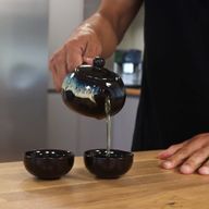 Set de Tetera - Esmaltado Negro - Tetera & Dos Tazas