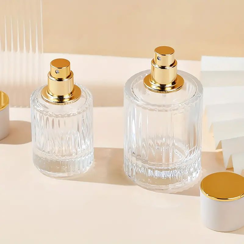Frascos de vidrio para perfume con pulveridaor y tapa blanco 50 ml