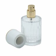 Frasco de vidrio para perfume con pulveridaor y tapa blanca 30 ml