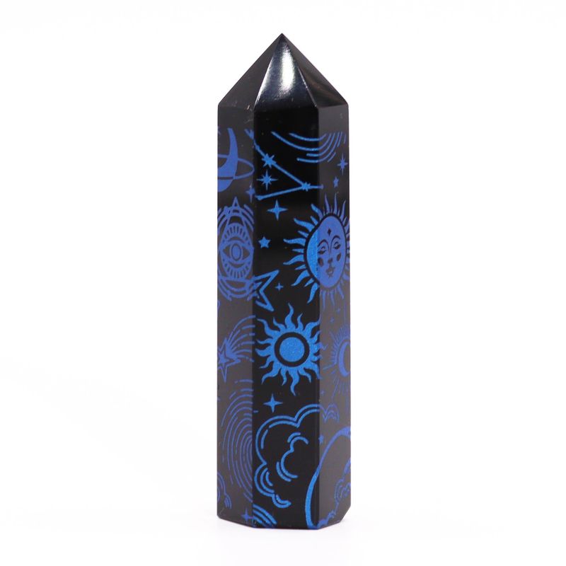 Puntas de Obsidiana Negra (aprox 60-70 gm 9cm) - Historia Mística - Azul Oscuro