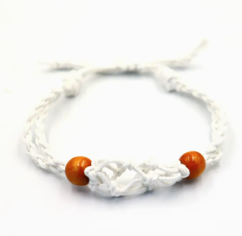Pulsera de Macrame para Piedras Preciosas 20-28cm - Blanco