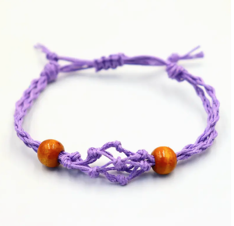 Pulsera de Macrame para Piedras Preciosas 20-28cm - Purpura